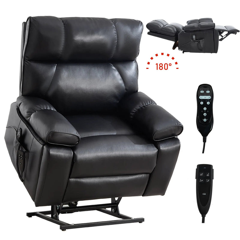 Black Leatheraire Heat Massage Recliner by HouseOfZazla