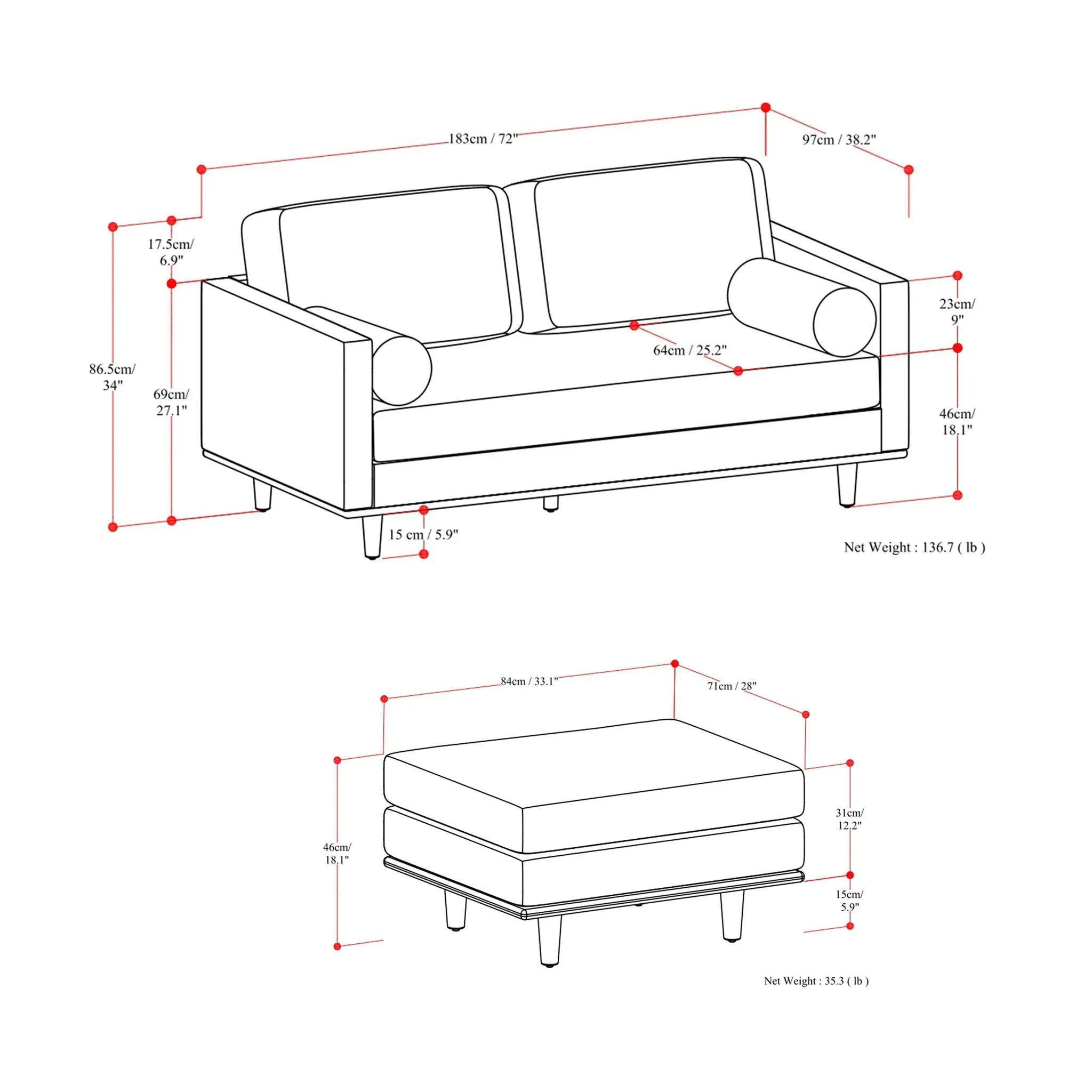 Morrison - Sofa And Ottoman Set by Unique Piece Furniture