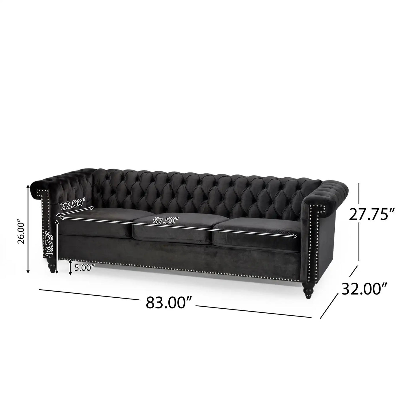 Chesterfield Style 3 Seater Sofa With Deep Button Tufting by HouseOfZazla