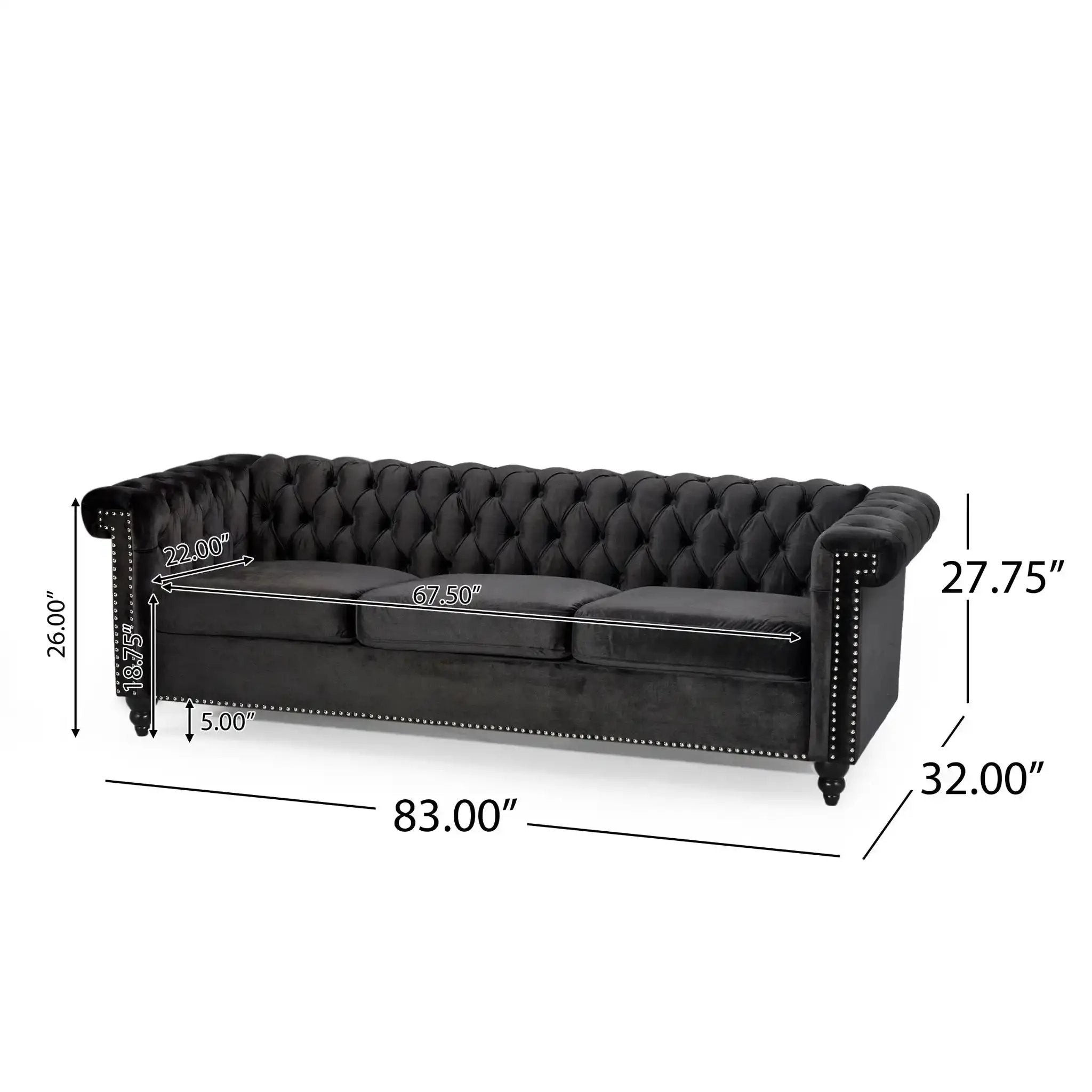 Chesterfield Style 3 Seater Sofa With Deep Button Tufting by HouseOfZazla