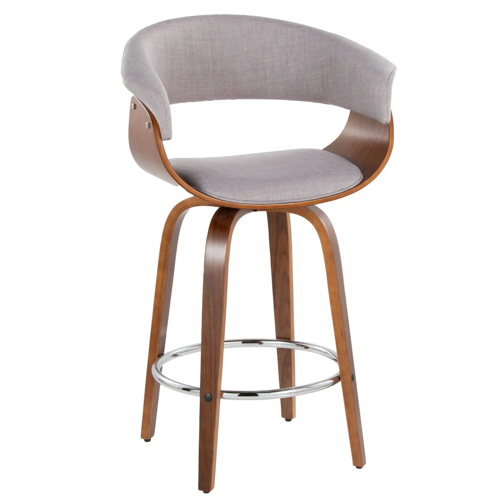 Vintage Mod - Mid Century Modern Fixed Height Counter Stool With Swivel With Round Footrest (Set of 2) by HouseOfZazla