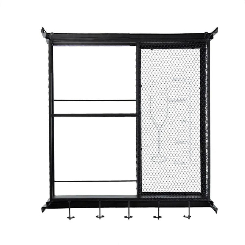 Floating Wine Bar Shelf With Glass Holder And Display Shelves - Black by Unique Piece Furniture