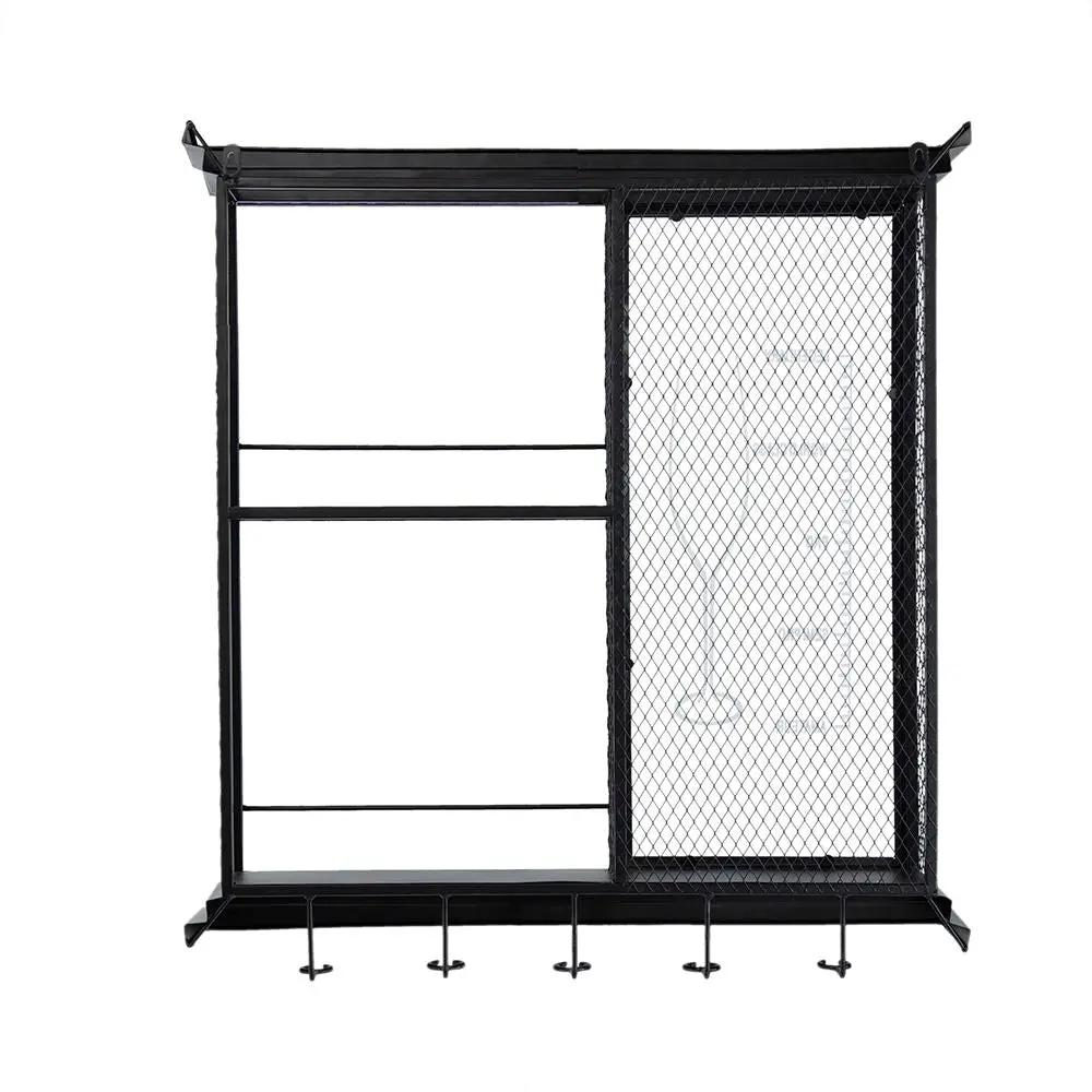 Floating Wine Bar Shelf With Glass Holder And Display Shelves - Black by HouseOfZazla