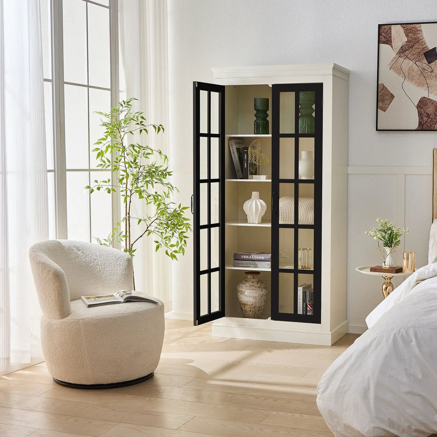 Rustic Style Display Cabinet With Glass Doors For Collectibles by HouseOfZazla