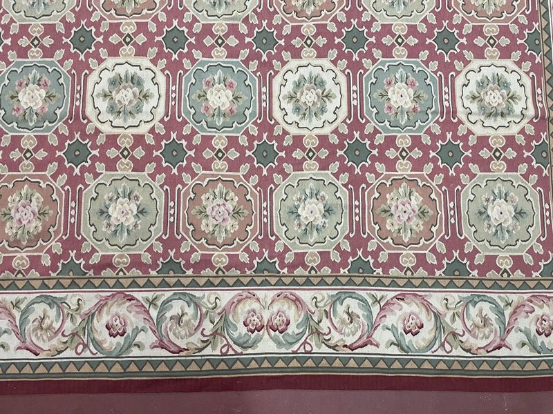Square Aubusson Rug 9x9, Panel Design, European French English Carpet, Wool by Jewel Rugs