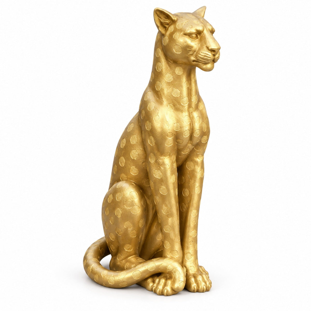 Gold Leopard Statue 33.86 Inch Tall Resin Fiberglass Animal Sculpture for Living Room Entryway Home Decor, photo 8 of 10