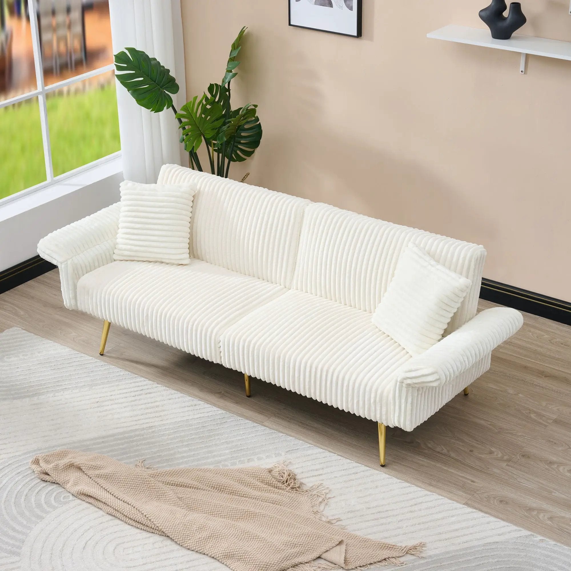 Luxury Foldable Double Sofa Bed With Folding Armrests