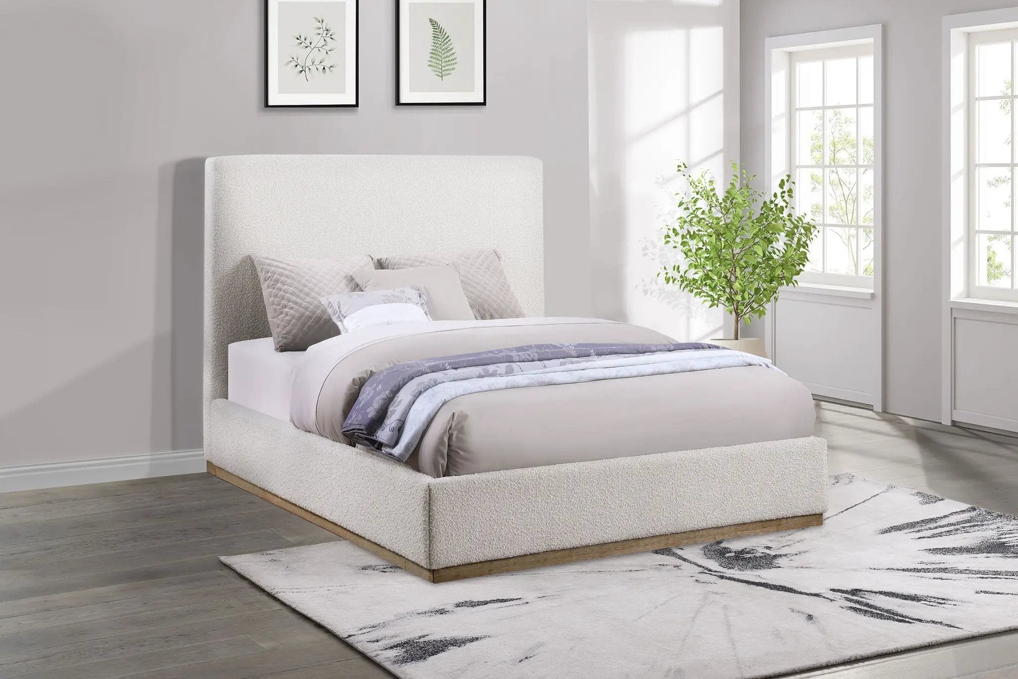 Knox Upholstered Queen Panel Bed Cream by Unique Piece Furniture