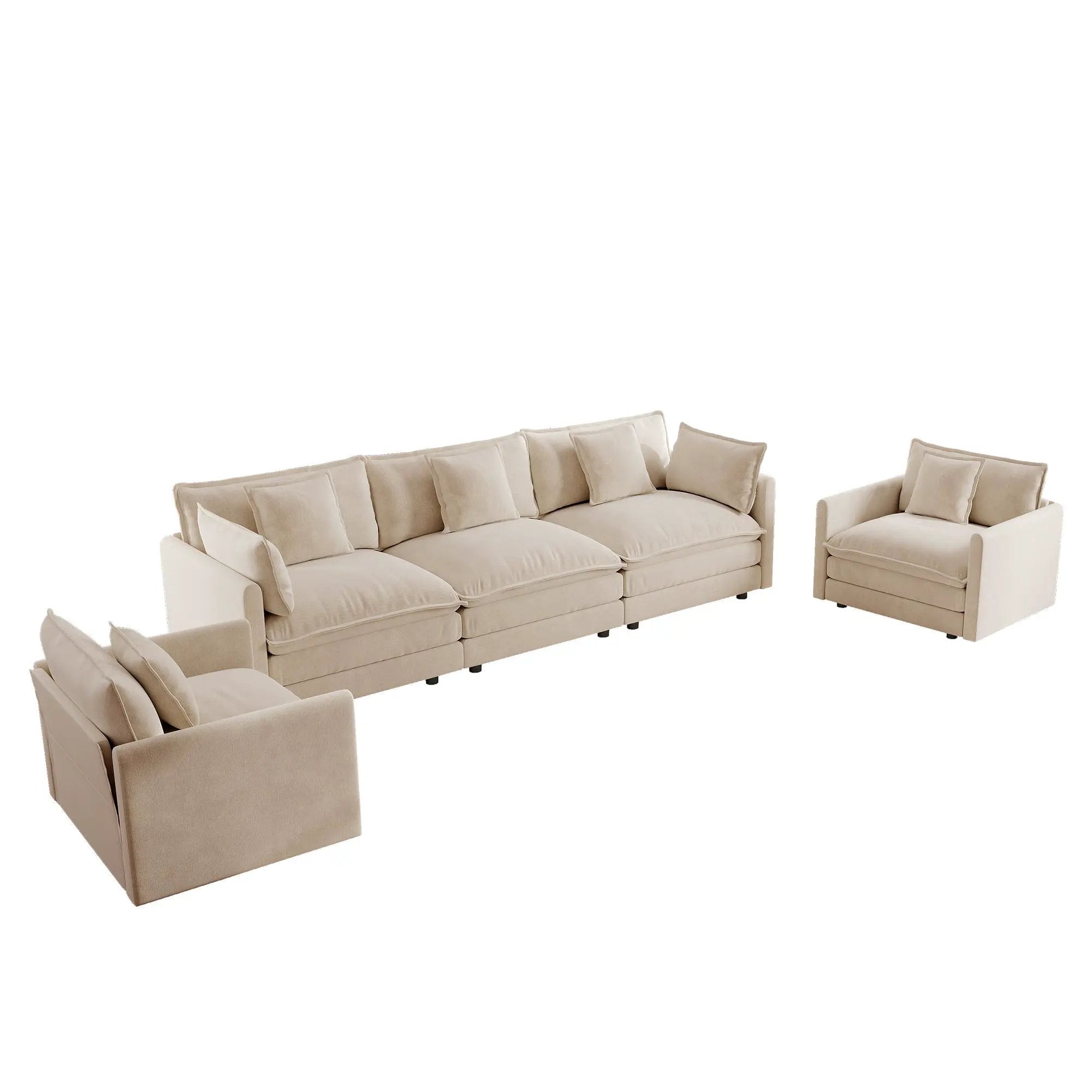 Modern Light Coffee Chenille Sofa Set of 3 by HouseOfZazla