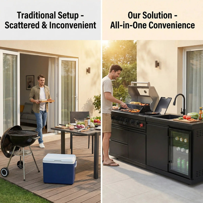 84-Inch Deluxe Stainless Steel Gas Outdoor Kitchen Barbecue Island Grill by HouseOfZazla