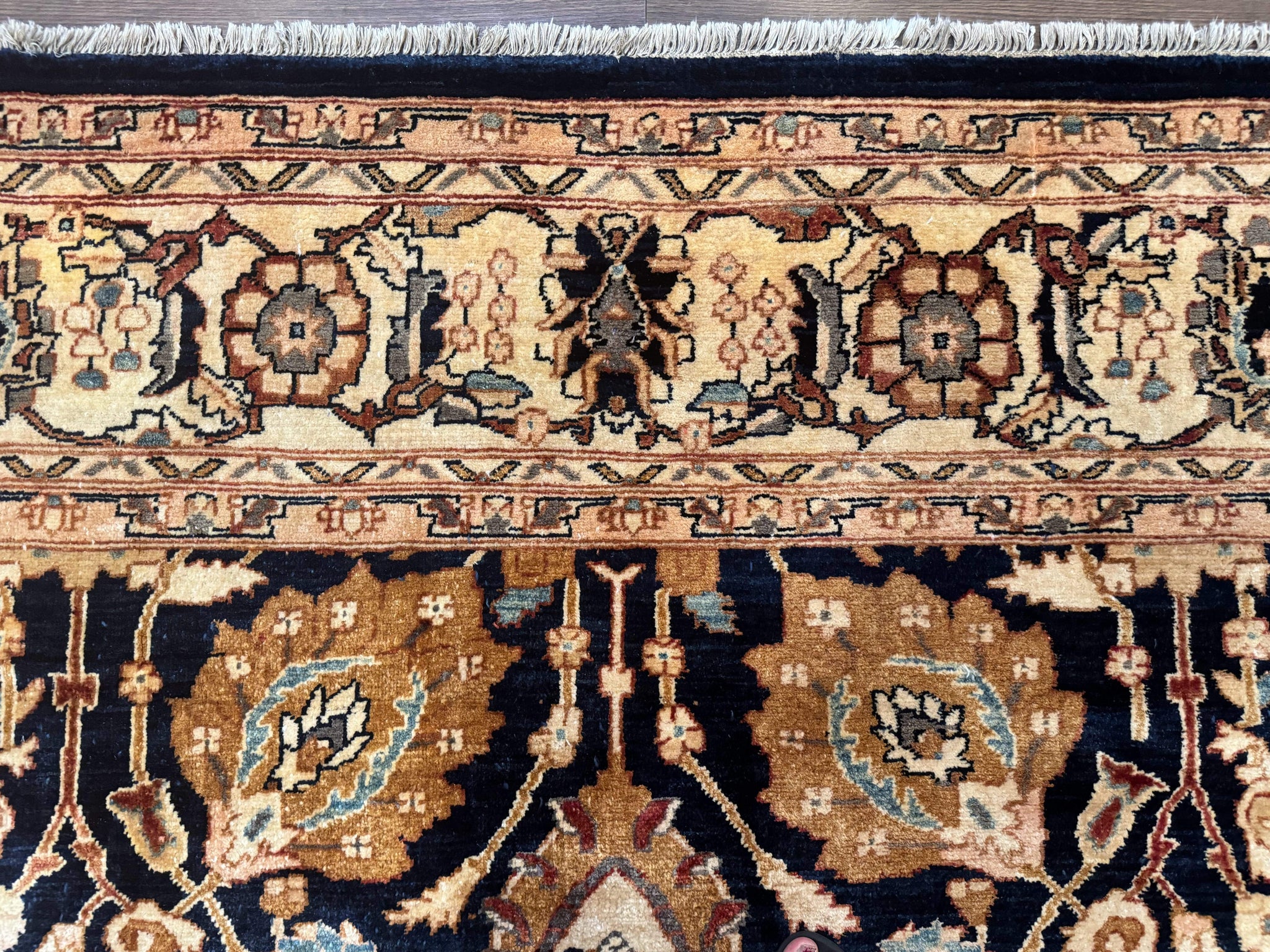 Pak Persian Bidjar Rug 10x13, Midnight Blue and Tan Pakistani Carpet by Jewel Rugs