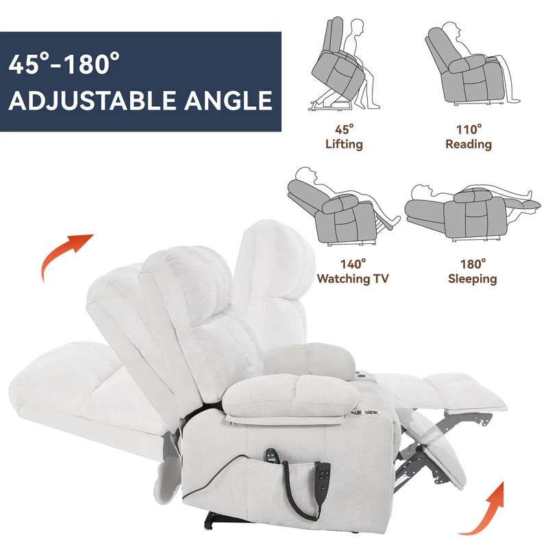 Beige Dual Motor Infinite Position Power Lift Recliner Chair by HouseOfZazla
