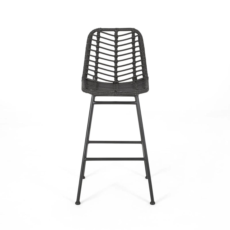 Sawtelle Outdoor Wicker Barstools (Set of 2) by HouseOfZazla