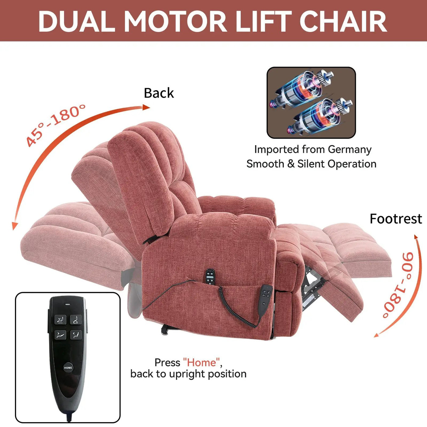 Dual Motor Heat Massage Electric Power Lift Recliner by HouseOfZazla