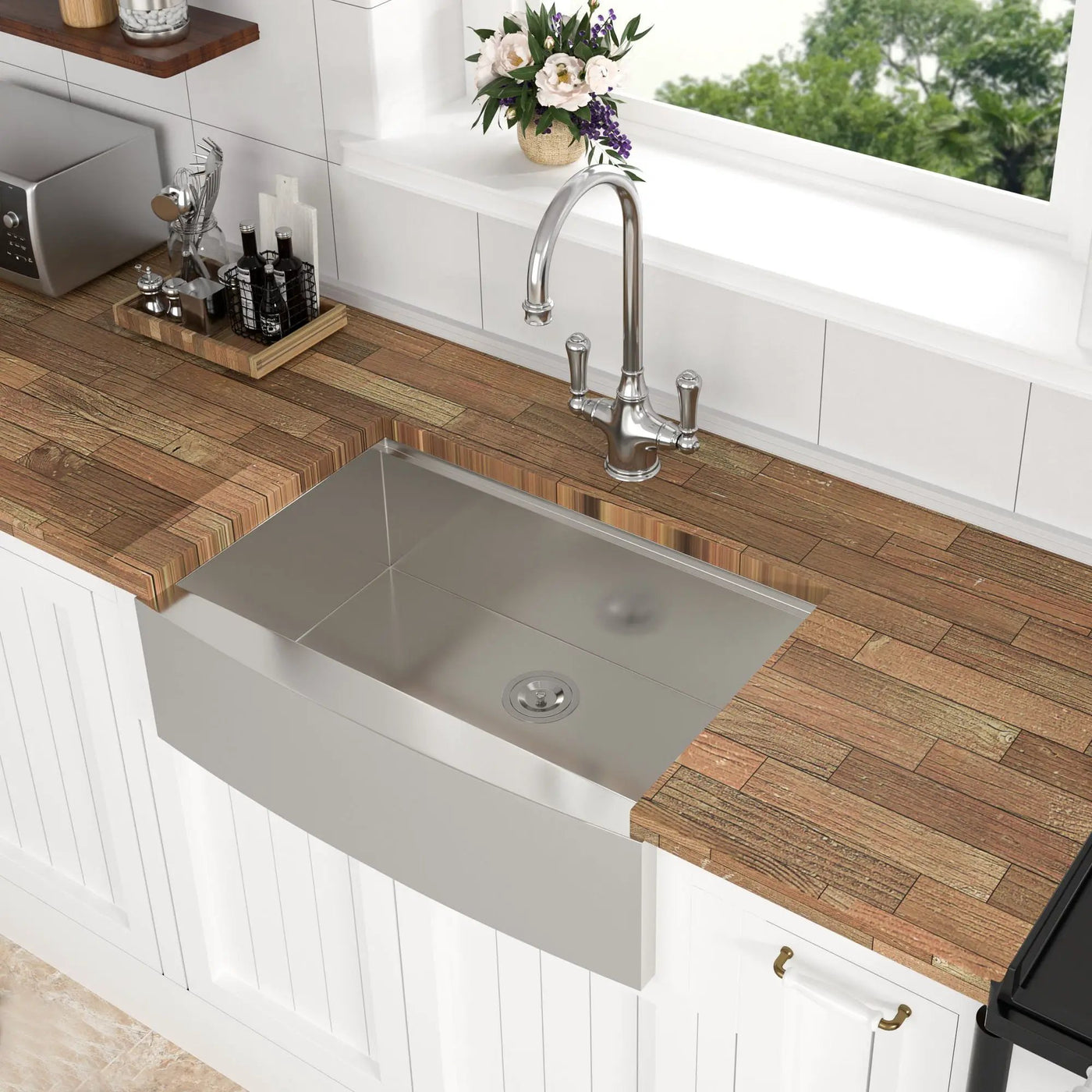 Classic Ceramic Farmhouse Sink Workstation Single Bowl With Durable Finish by HouseOfZazla