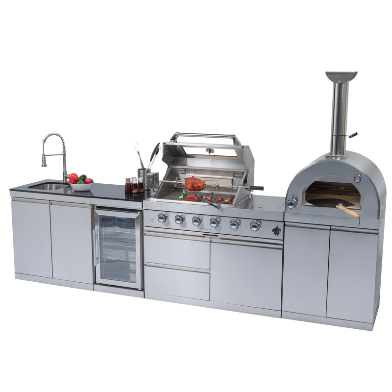 125" 10,8000 BTU 4-Burner Outdoor Kitchen Island Grill with Pizza Oven by Chery Industrial