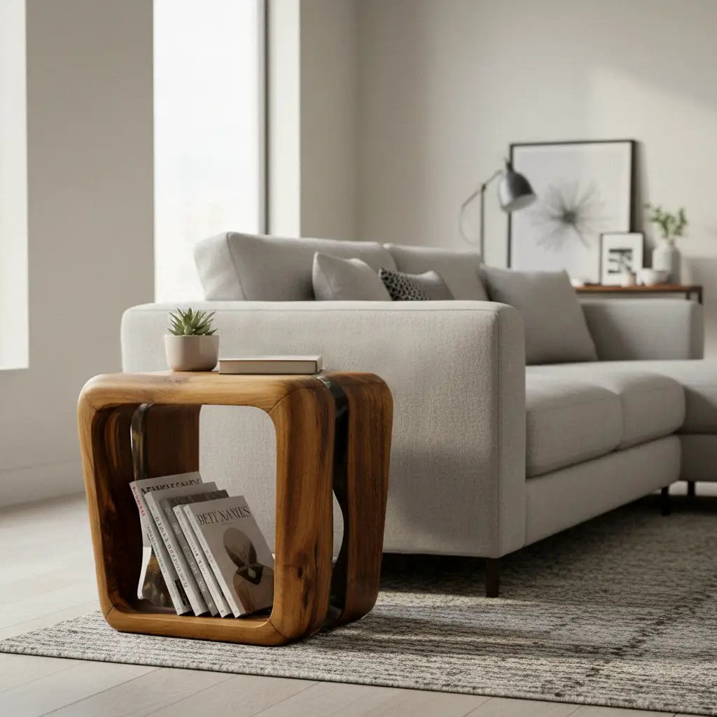 Resin Side Magazine Table Stool - Stylish Modern Wooden Furniture by Gizz