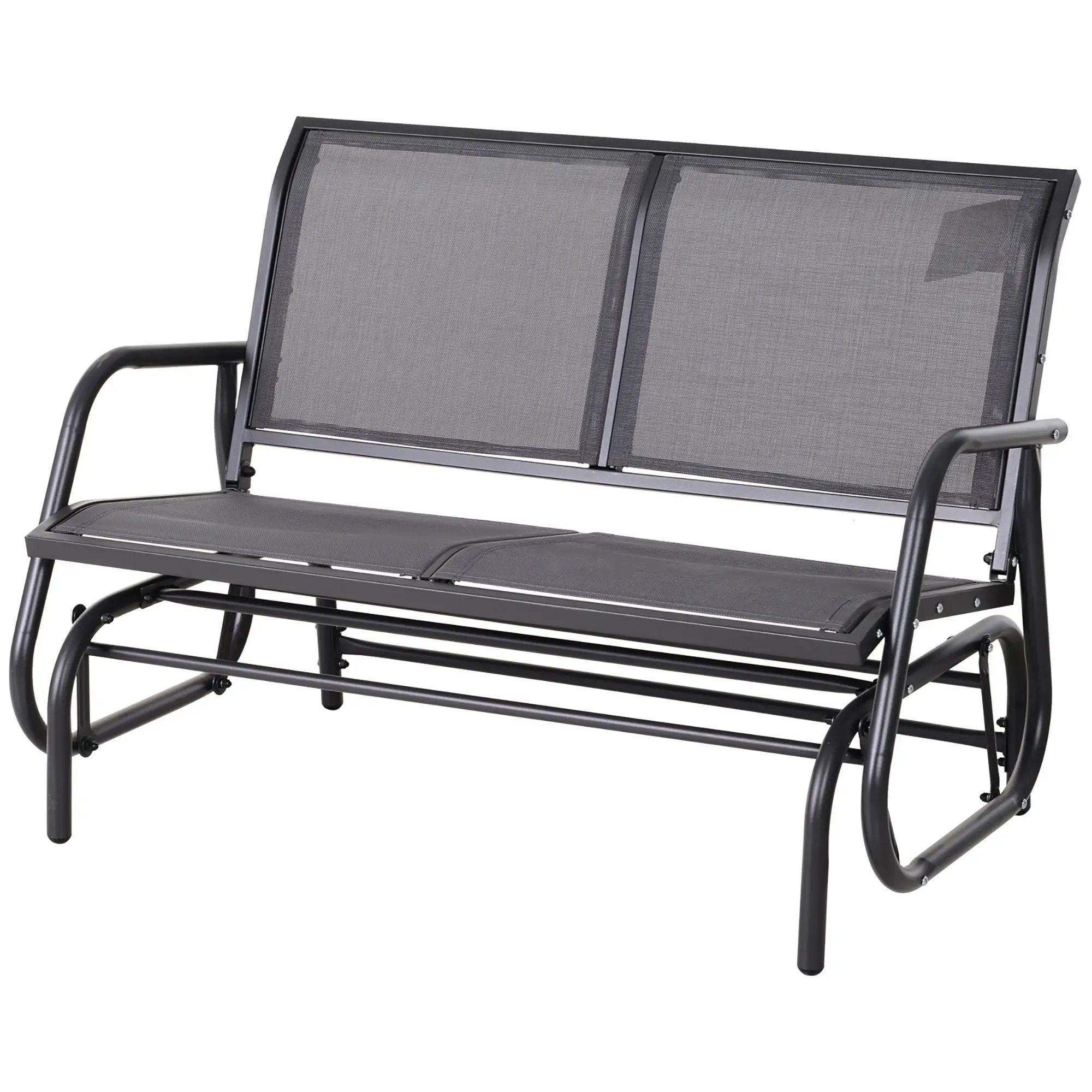 Outsunny - 2 Person Outdoor Glider Bench, Patio Double Swing Rocking Chair Loveseat With Powder Coated Steel Frame For Backyard Garden Porch - Gray by HouseOfZazla