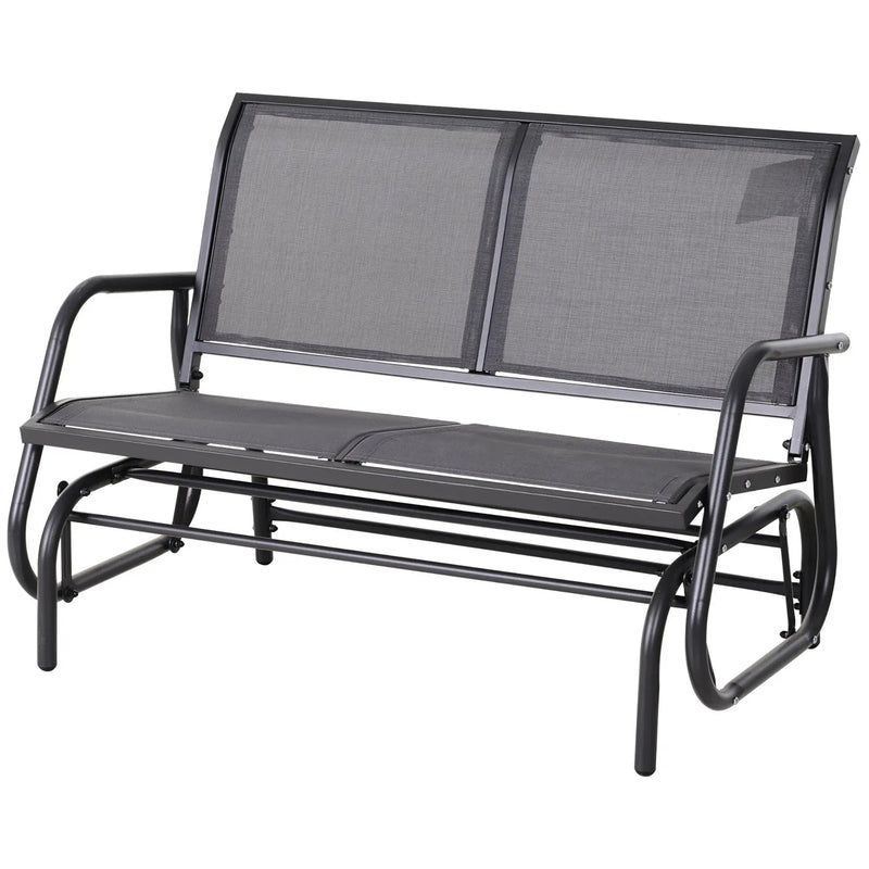 Outsunny - 2 Person Outdoor Glider Bench, Patio Double Swing Rocking Chair Loveseat With Powder Coated Steel Frame For Backyard Garden Porch - Gray by Unique Piece Furniture