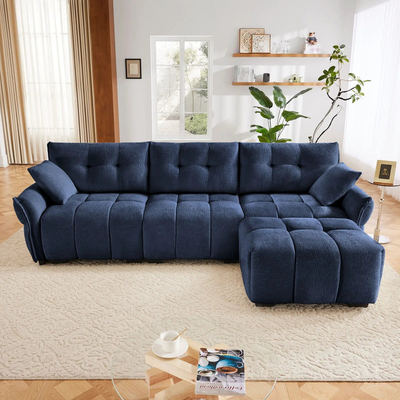 Sofa Set With Ottoman And Pillows, Textured, High Resilience Cushions by Unique Piece Furniture