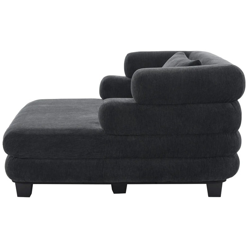 Oversized Chaise Lounge Sofa Bed with Deep Seat and Layered Armrests by HouseOfZazla