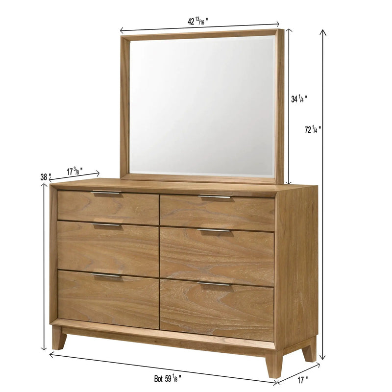 6 Drawer Storage Dresser, Bedroom Furniture - Natural Wood by Unique Piece Furniture