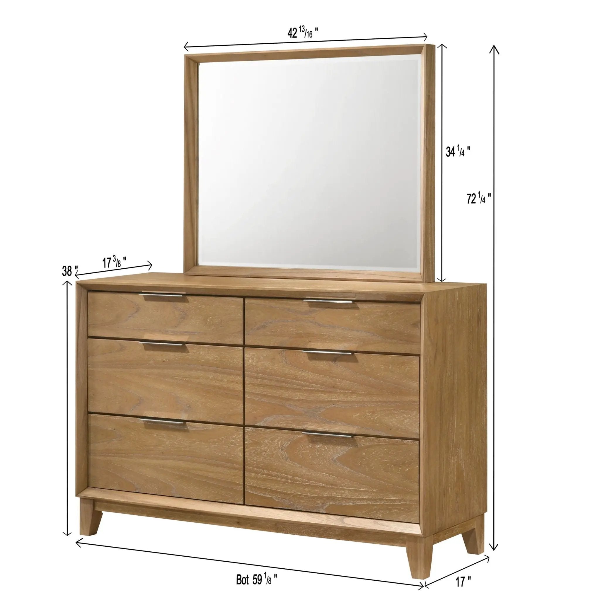 6 Drawer Storage Dresser, Bedroom Furniture - Natural Wood by HouseOfZazla