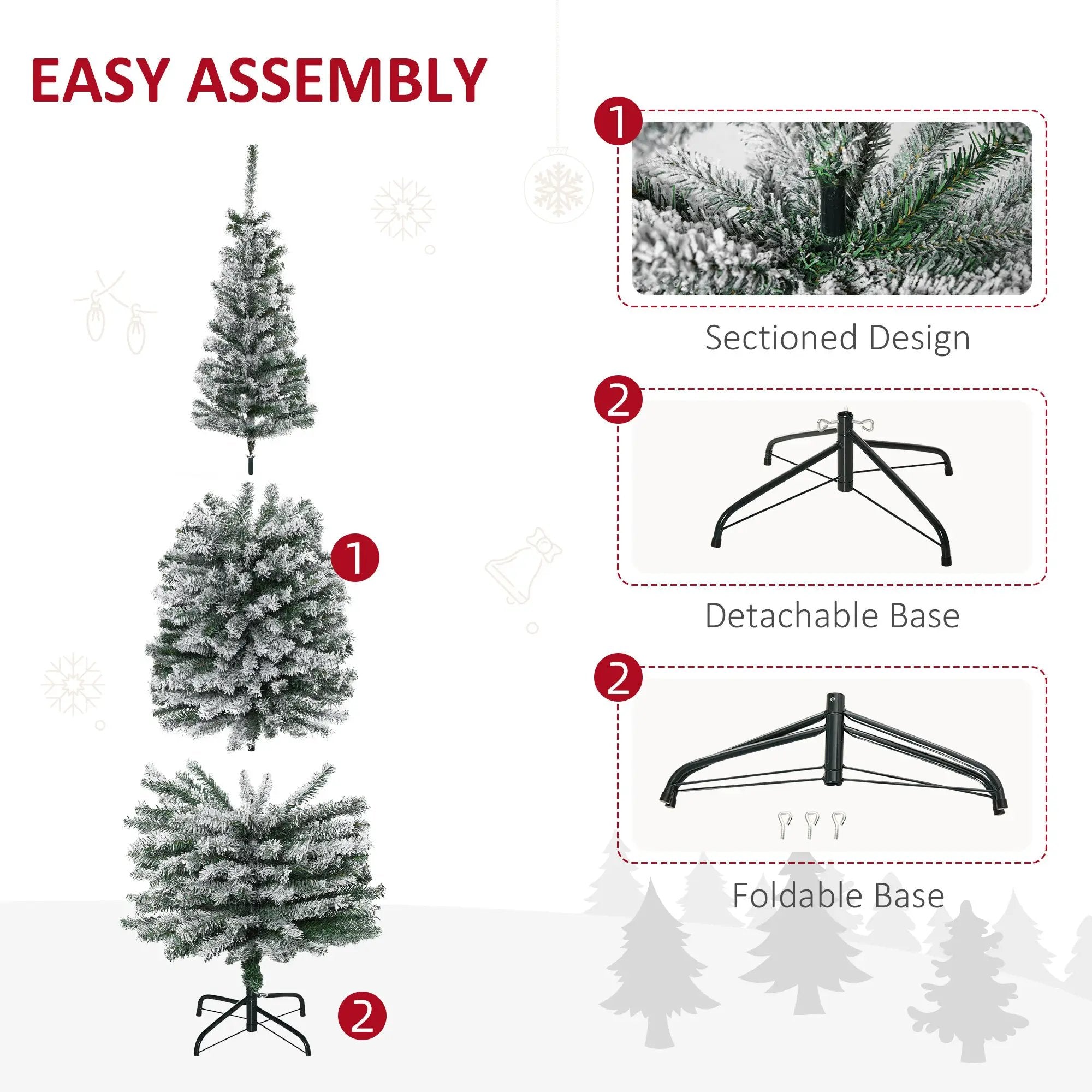 HOMCOM 6' Tall Unlit Snow-Flocked Slim Artificial Christmas Tree by HouseOfZazla