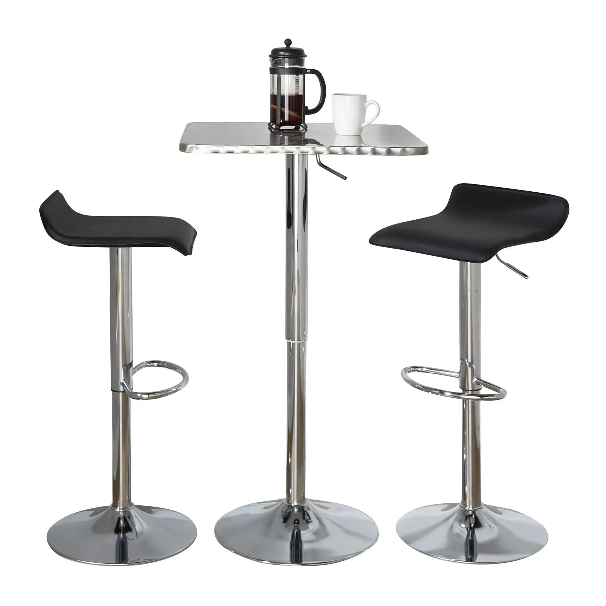Ale - 3 Piece Bar Set Bistro Square Contemporary Adjustable Oval Footrest by HouseOfZazla