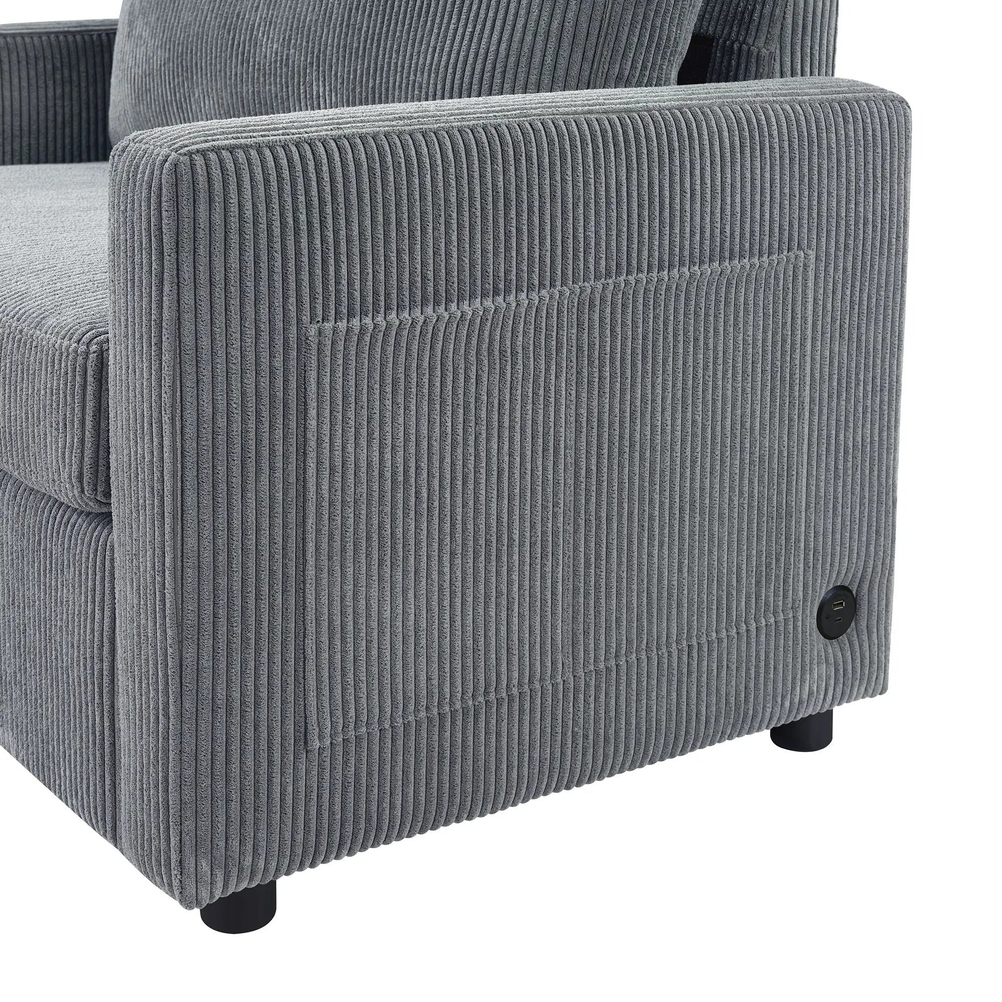 Sleeper Sofa With Foldable Mattress, USB Ports, Side Table & Storage Pocket by HouseOfZazla