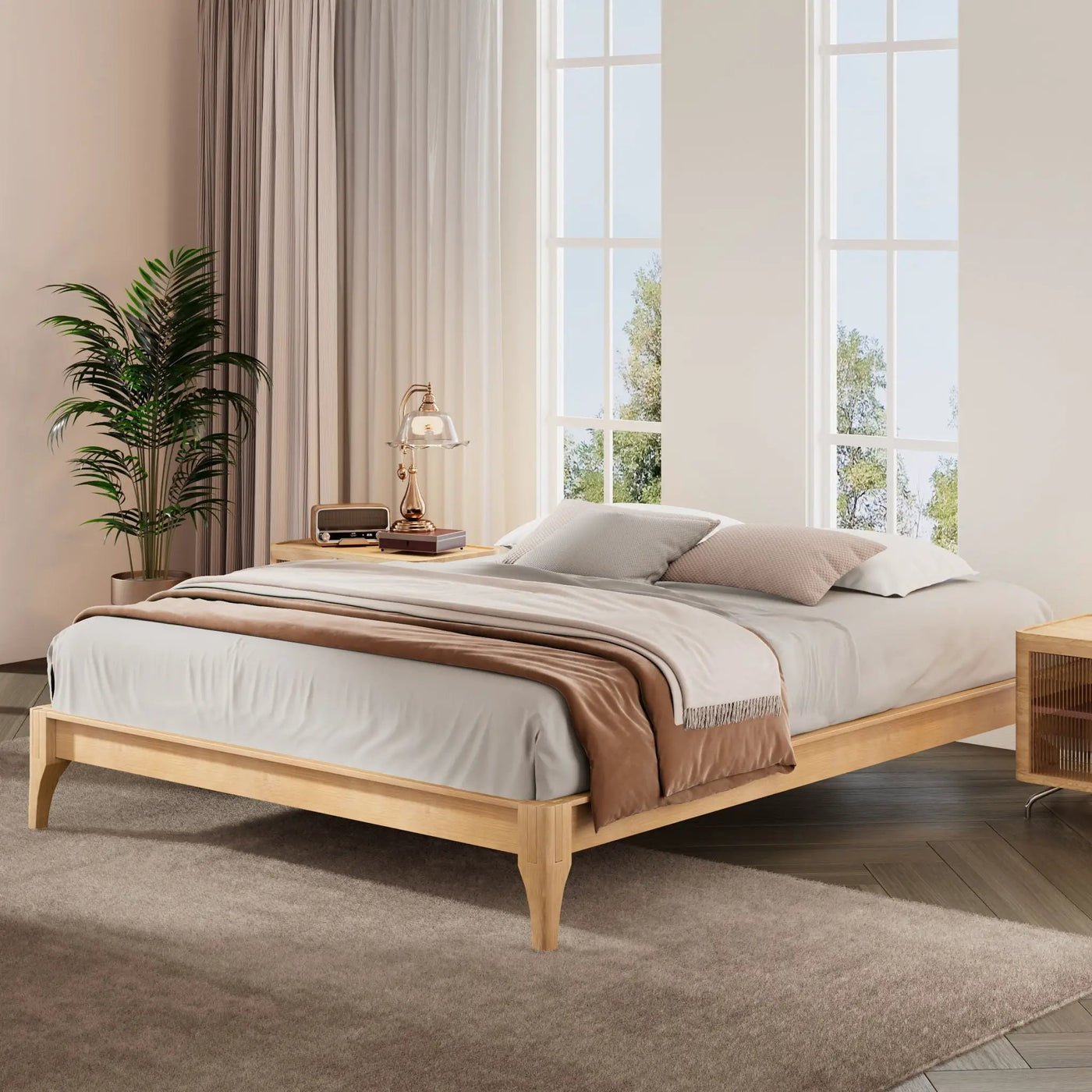 Solid Dry Bamboo Platform Bed Frame, With Slat Support by HouseOfZazla
