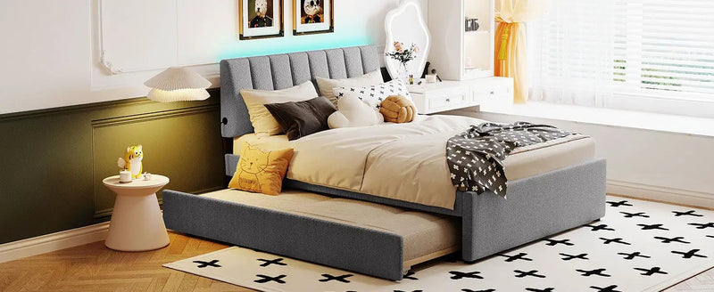 Upholstered Platform Bed With Trundle by HouseOfZazla