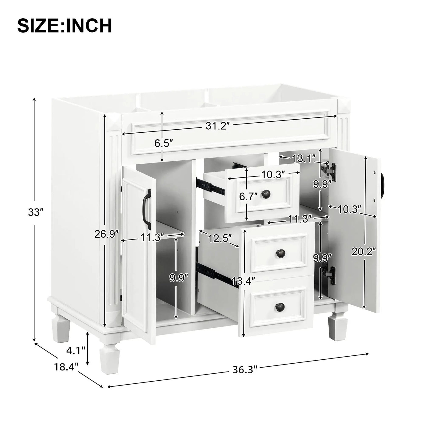 Bathroom Vanity Cabinet With 2 Soft Closing Doors And 2 Drawers by HouseOfZazla