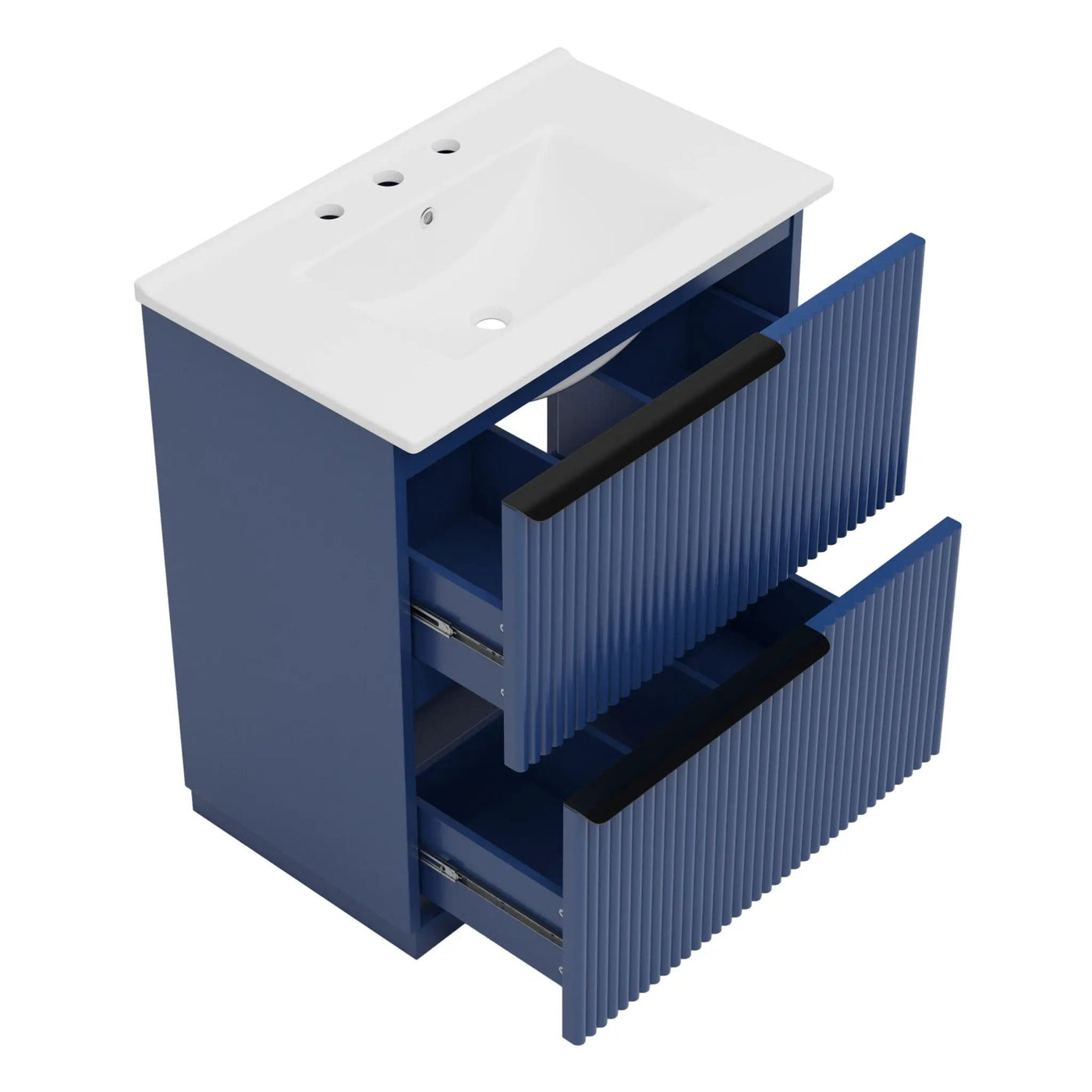 Fluted Bathroom Vanity With Ceramic Sink, Freestanding Cabinet by HouseOfZazla