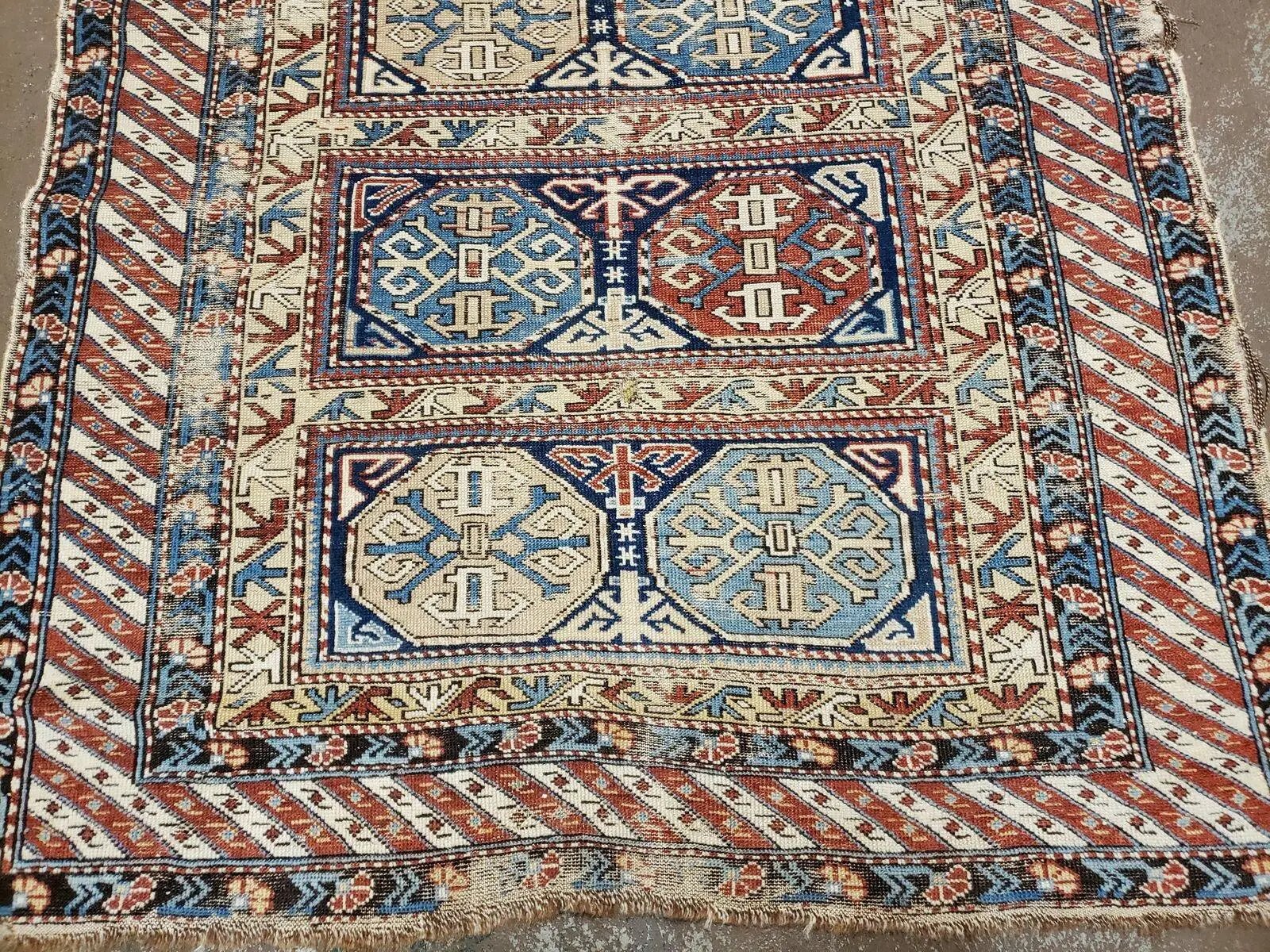 Antique Caucasian Rug 3x5, Shirvan Kazak Tribal Carpet by Jewel Rugs