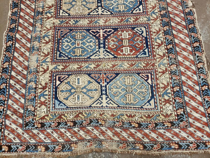 Antique Caucasian Rug 3x5, Shirvan Kazak Tribal Carpet by Jewel Rugs