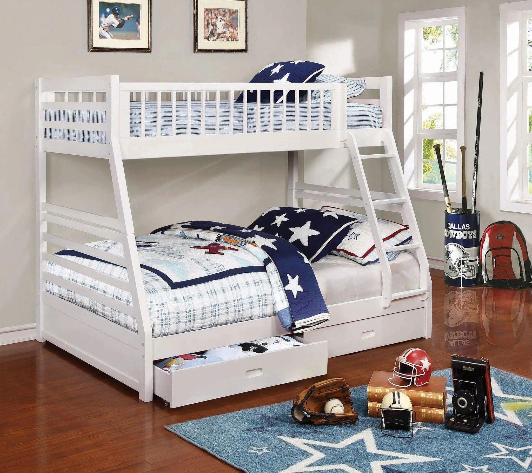 Ashton 2-drawer Wood Twin Over Full Bunk Bed White by Unique Piece Furniture