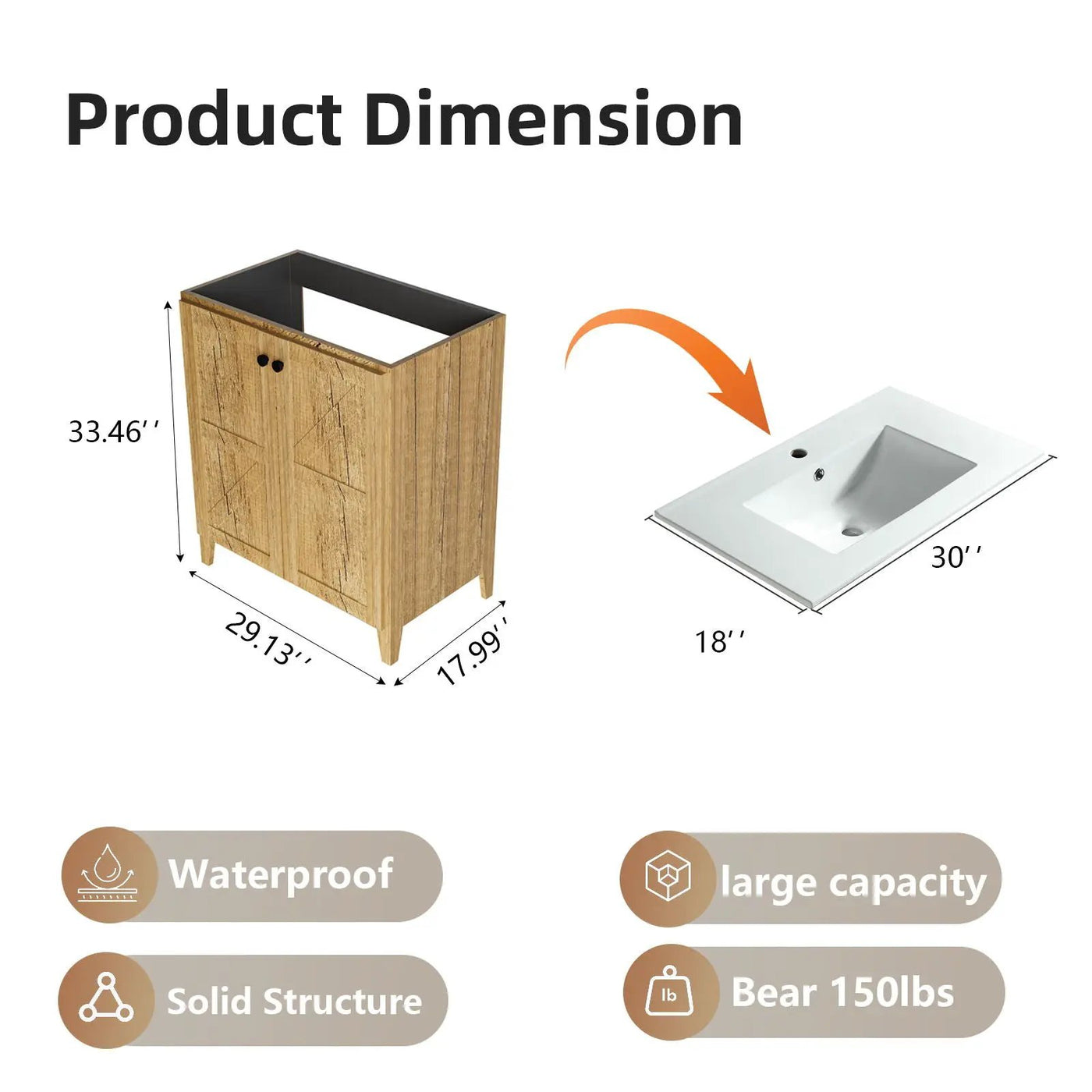 Folding Floor Cabinet With Ceramic Sink, Space Saving by HouseOfZazla
