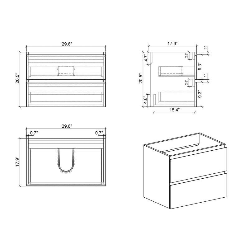 Alice - Bathroom Vanity With Sink, Large Storage Wall Mounted Floating Bathroom Vanity For Modern Bathroom, One-Piece Sink Basin Without Drain And Faucet by HouseOfZazla