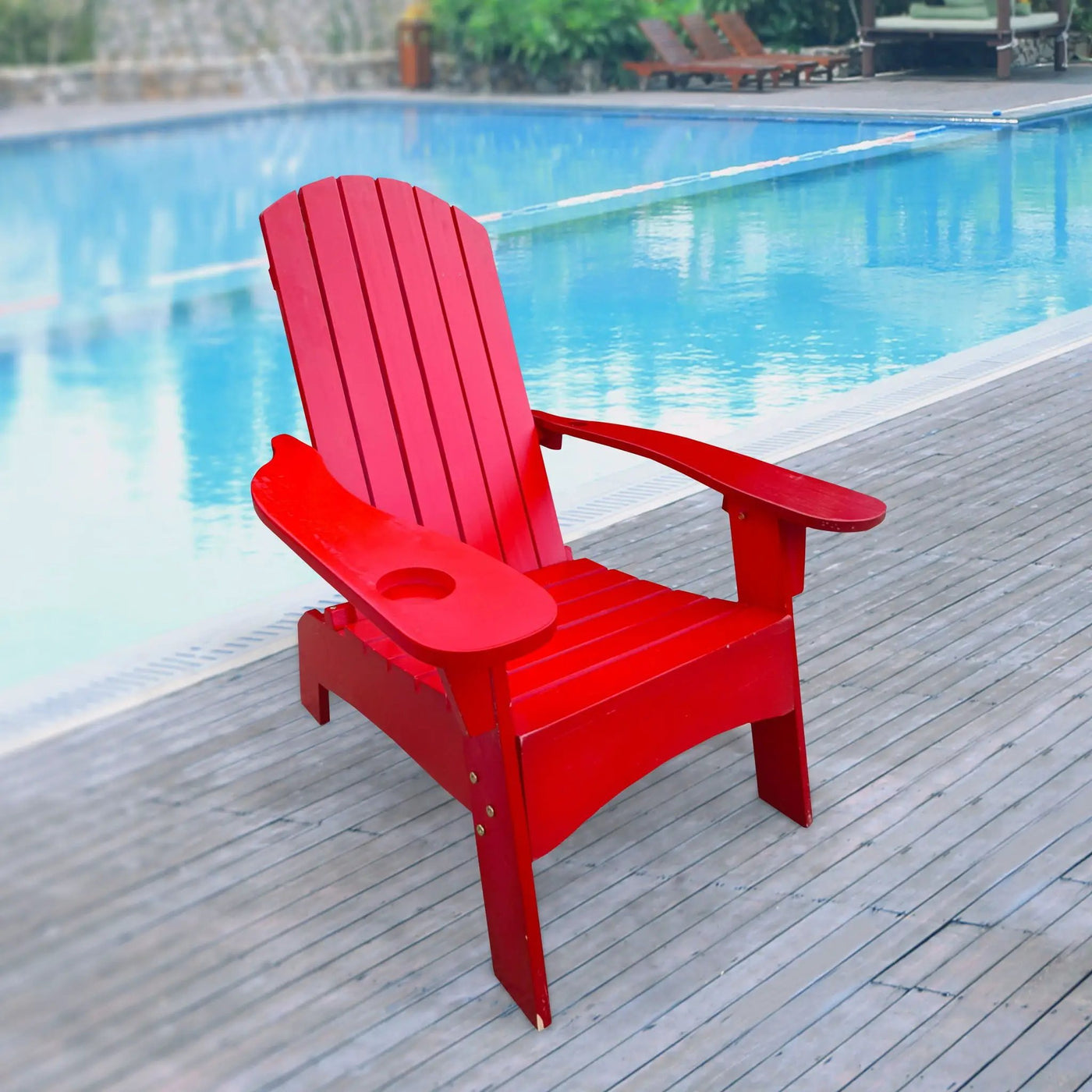 Outdoor Or Indoor Wood Adirondack Chair With An Hole To Hold Umbrella, On The Arm by HouseOfZazla