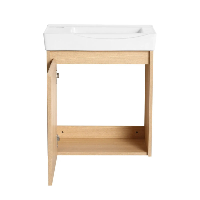 Modern Bathroom Vanity With Ceramic Basin, Wall Mounted Floating Sink Combo, Storage Cabinet