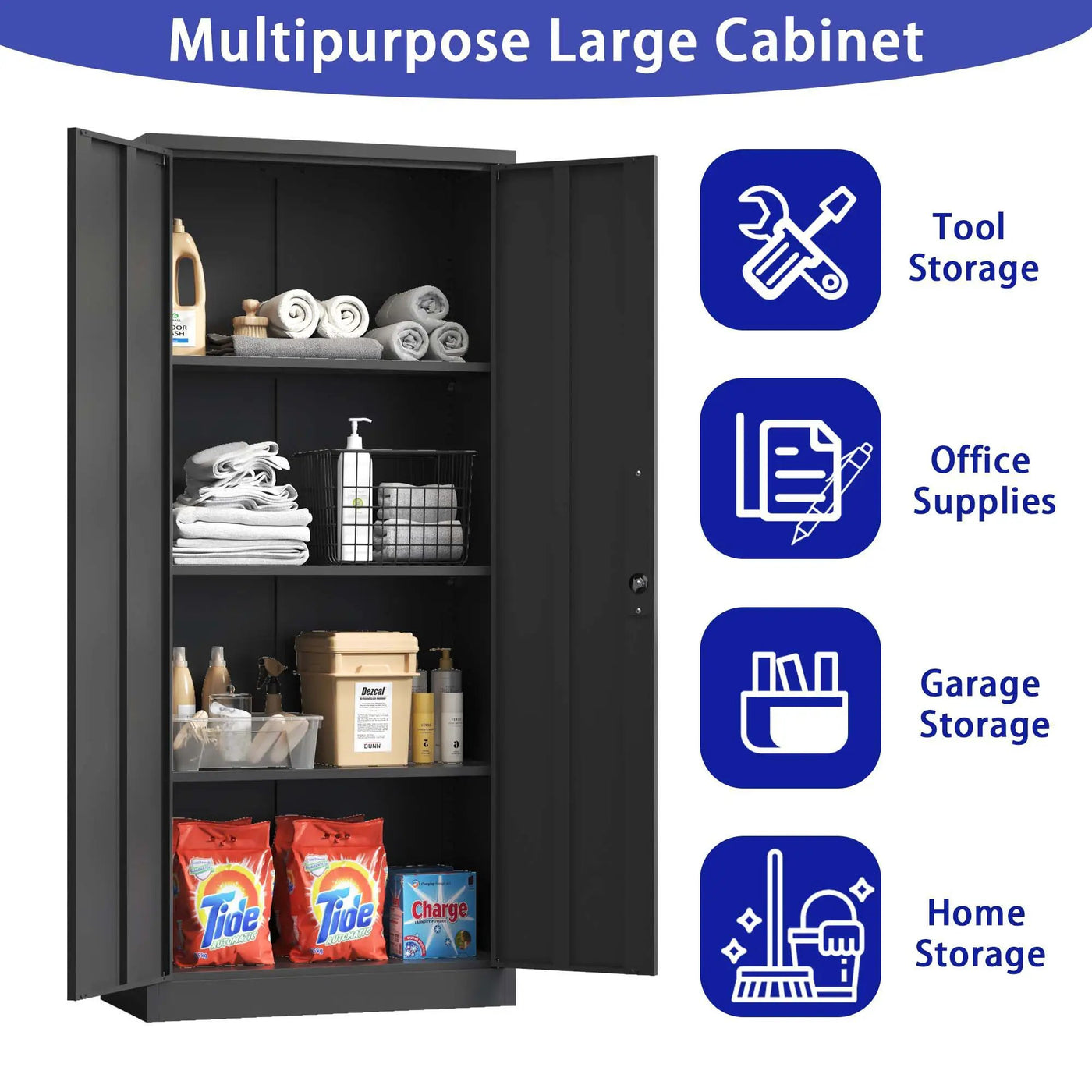 Heavy Metal Garage Storage Cabinet With Locking Doors, Steel, Adjustable Shelves by HouseOfZazla
