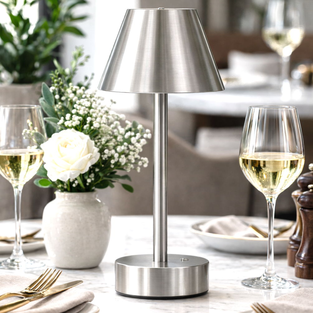Rechargeable LED Table Lamp with Touch Switch - Gold or Pearl Silver, photo 8 of 12