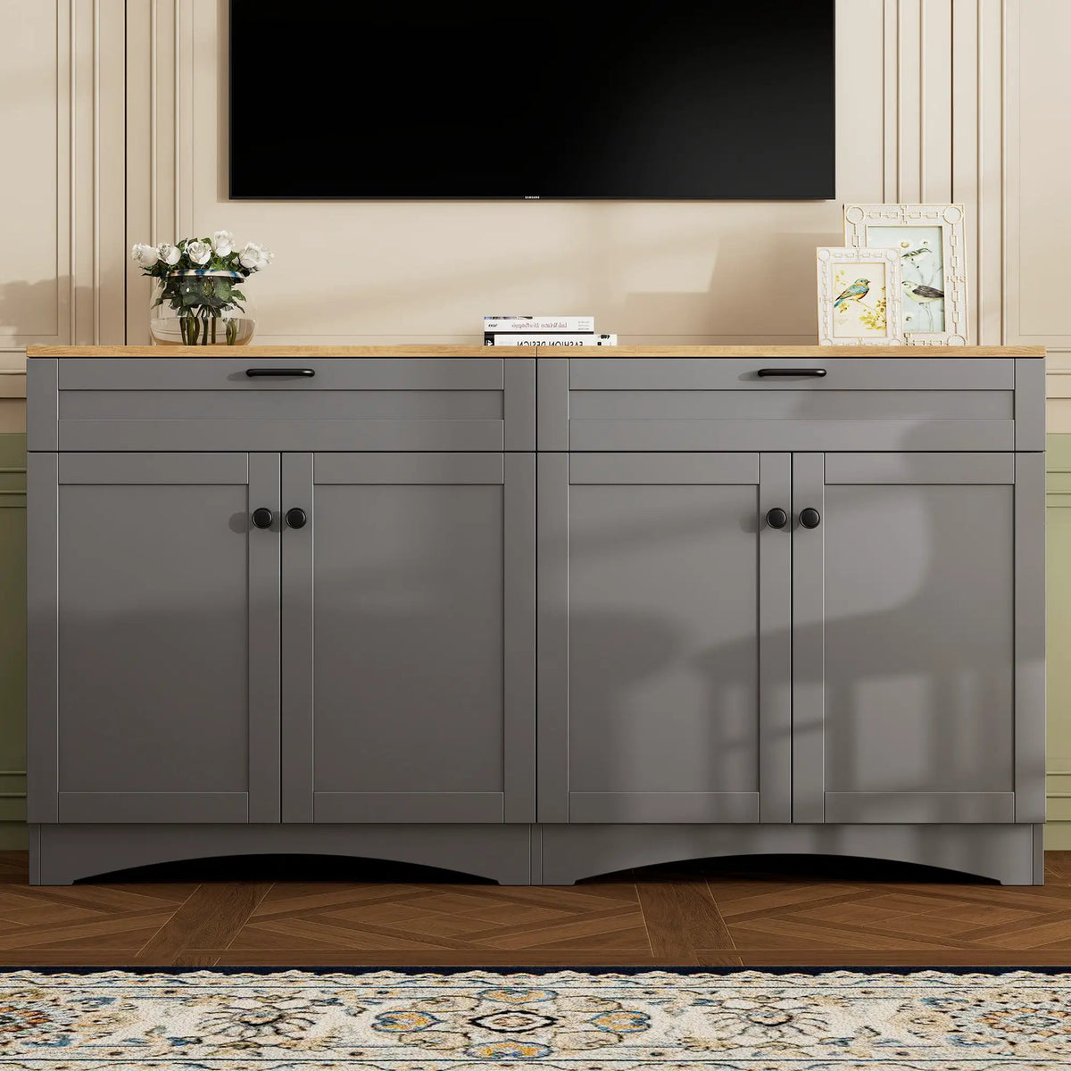 On-Trend Farmhouse TV Stand with 2 Drawers for TVs Up to 70" by HouseOfZazla