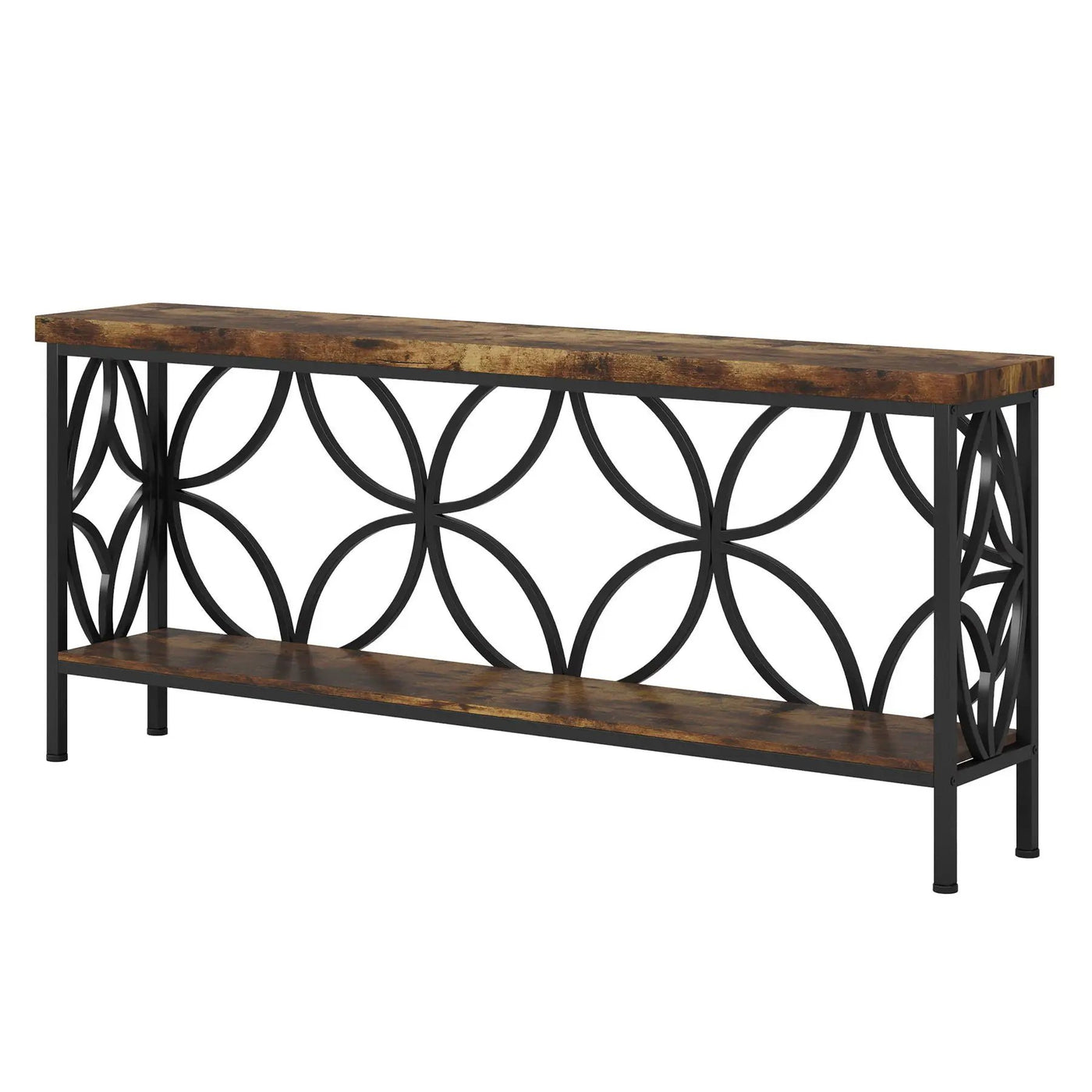 Extra Long Console Table With Open Storage Shelves by HouseOfZazla