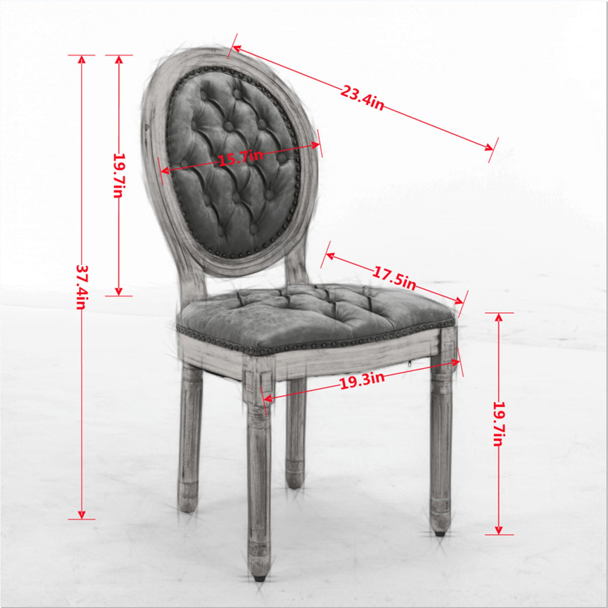 French Style Solid Wood Frame Antique Painting, Hand-Pulled Buckle Decoration Artificial Dining Chair With Nailhead Trim, Wood Legs, photo 26 of 27