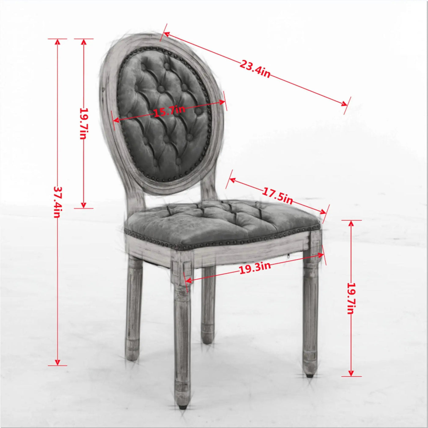 French Style Solid Wood Frame Antique Painting, Hand-Pulled Buckle Decoration Artificial Dining Chair With Nailhead Trim, Wood Legs by Unique Piece Furniture