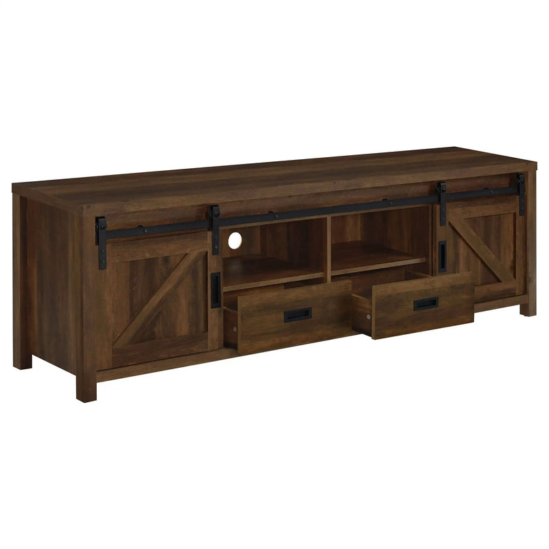 Madra 2-door Engineered Wood 79-inch TV Stand Dark Pine by Unique Piece Furniture