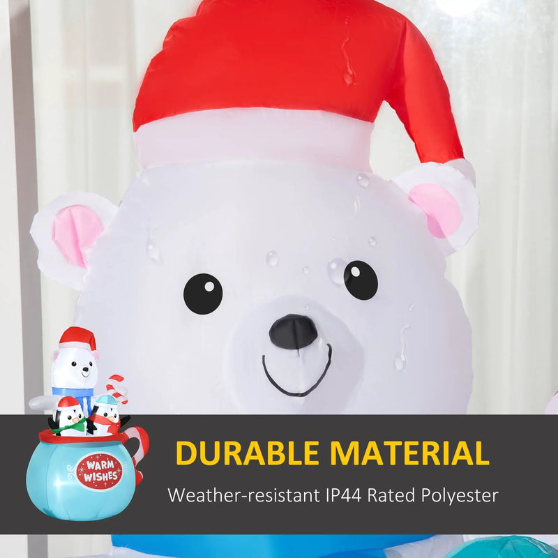 Outsunny 5ft Christmas Inflatable Outdoor Decoration Blessed Polar Bear and Penguins in the Cup by HouseOfZazla
