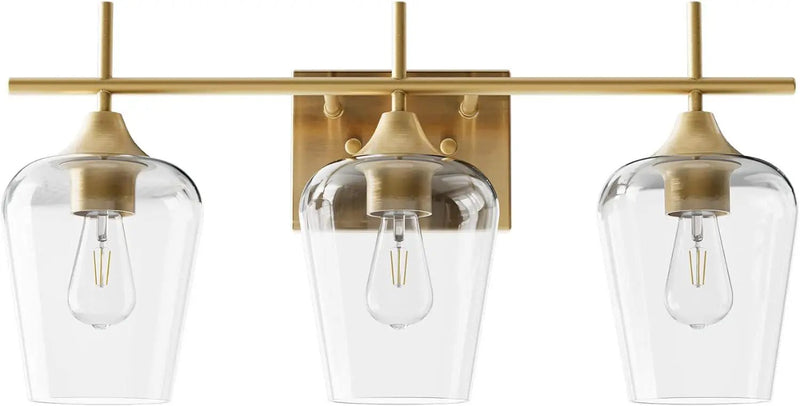 VONLUCE Bathroom Vanity Light, 3 Light Bathroom Light Fixture Over Mirror, Bathroom Wall Lamp with Clear Glass, Modern Gold Vanity Lighting fixtures by Selzalot